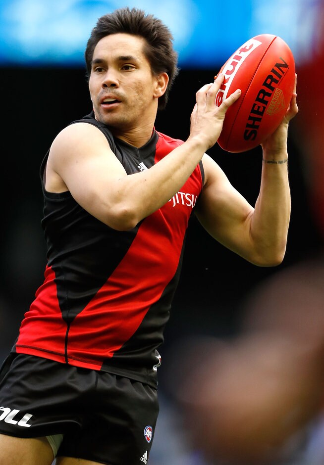 AFL 2016 Rd 21 - Essendon v Gold Coast MELBOURNE, AUSTRALIA - AUGUST 14: Mathew Stokes of the Bombers in action during the 2016 AFL Round 21 match between the Essendon Bombers and the Gold Coast Suns at Etihad Stadium on August 14, 2016 in Melbourne, Australia. (Photo by Adam Trafford/AFL Media)